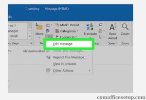 Choose the option of Edit - 0x800ccc0e error outlook 365